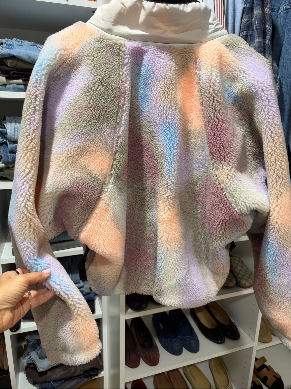 FP Movement by Free People Pastel Tie-Dye Sherpa Pullover Jacket size small - Picture 5 of 10